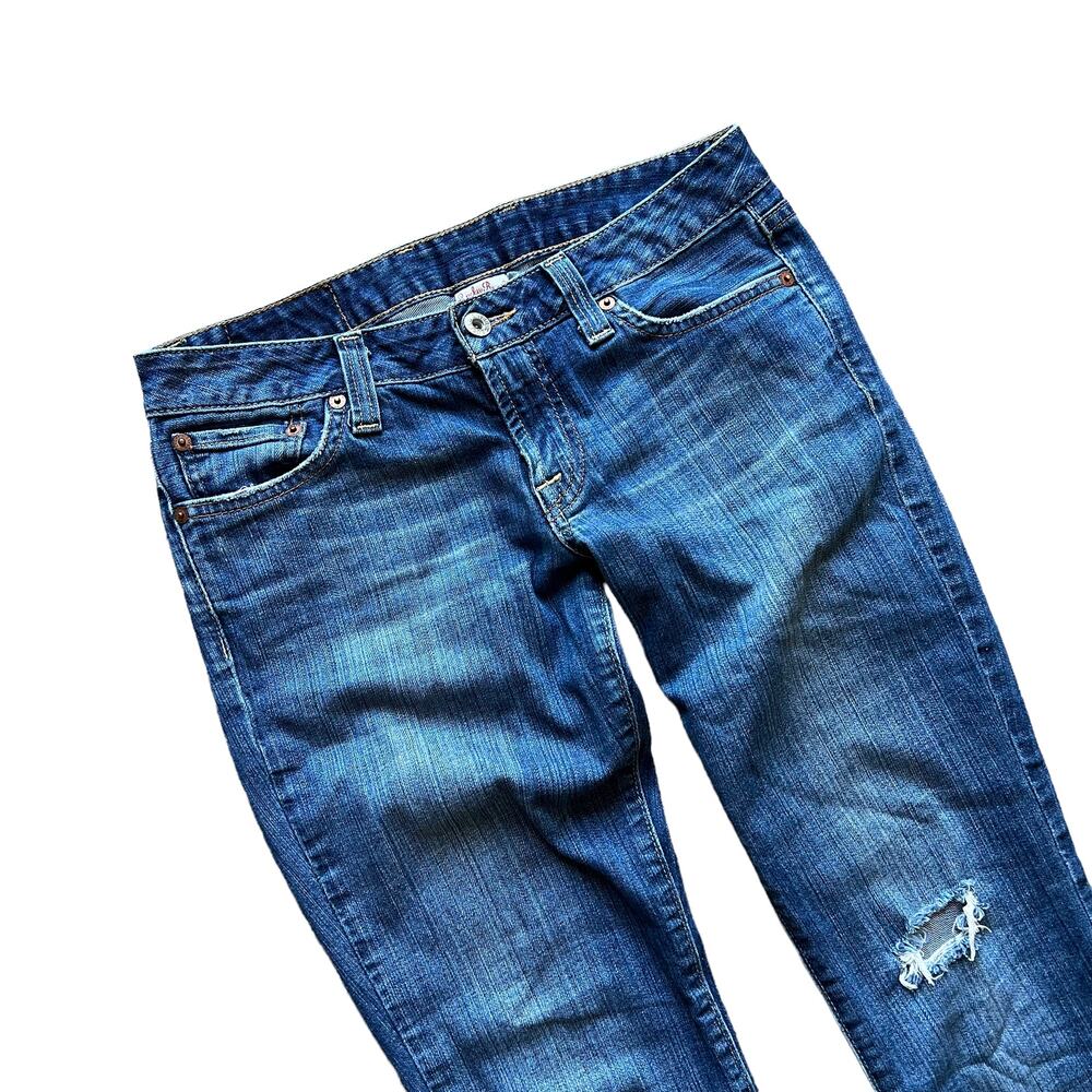 Womens Lucky Brand Lola Straight Run Stitch Jeans 2/26 Frayed Hem Low Rise - Picture 2 of 14